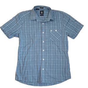 Volcom Classic Fit Plaid Button-Down Shirt Men's Size Medium Blue